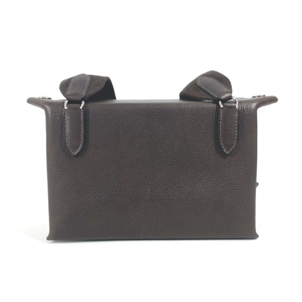 Hermes Shoulder Bag Togo Dark brown H logo punching Vidoposch unisex(Unisex)