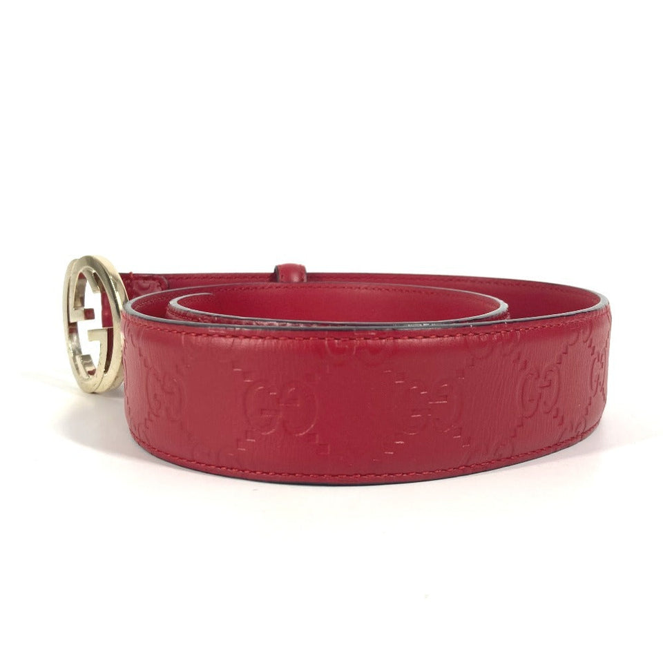 Gucci belt 370543 Sima leather Red Guccisima GG buckle 75