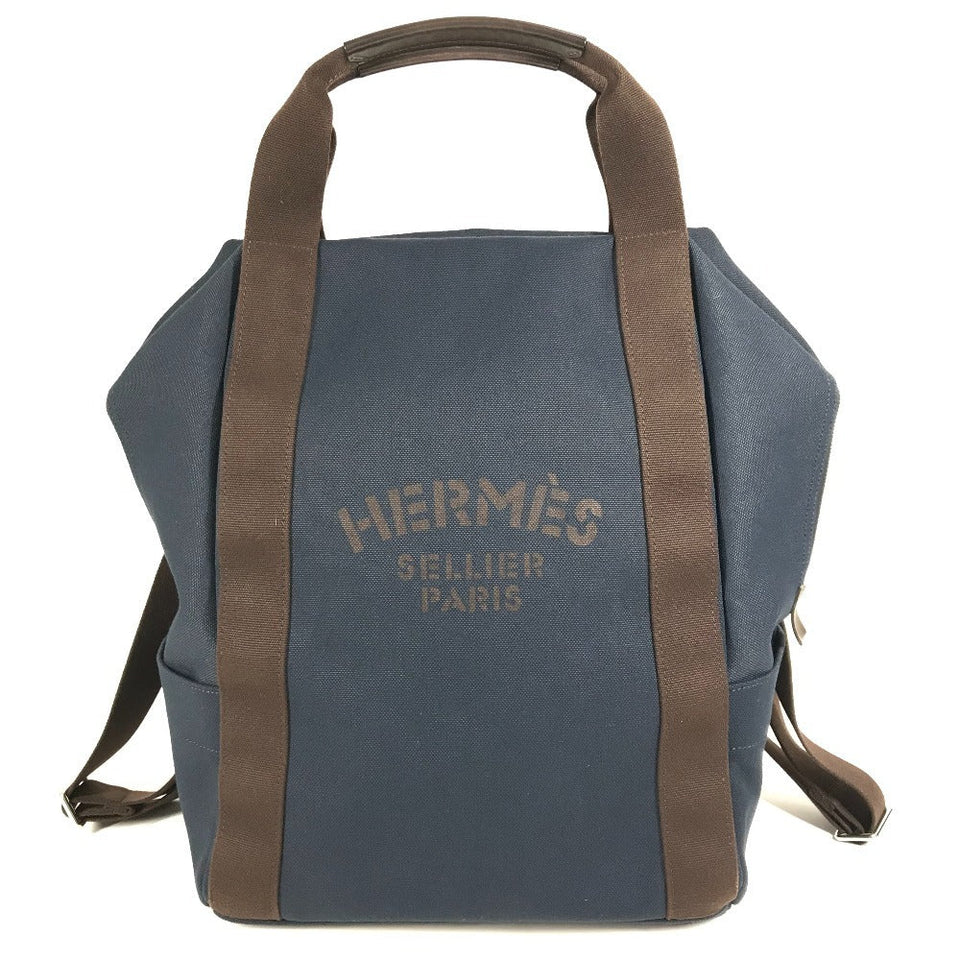 Hermes Backpack cotton Navy sacked panther jug room