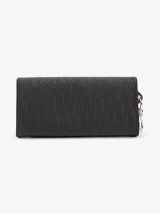 Christian Dior CD Icon Trifold Wallet Black Diorissimo Canvas