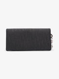 Christian Dior CD Icon Trifold Wallet Black Diorissimo Canvas