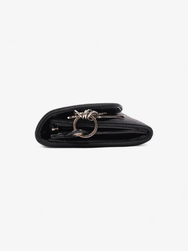 Christian Dior CD Icon Trifold Wallet Black Diorissimo Canvas