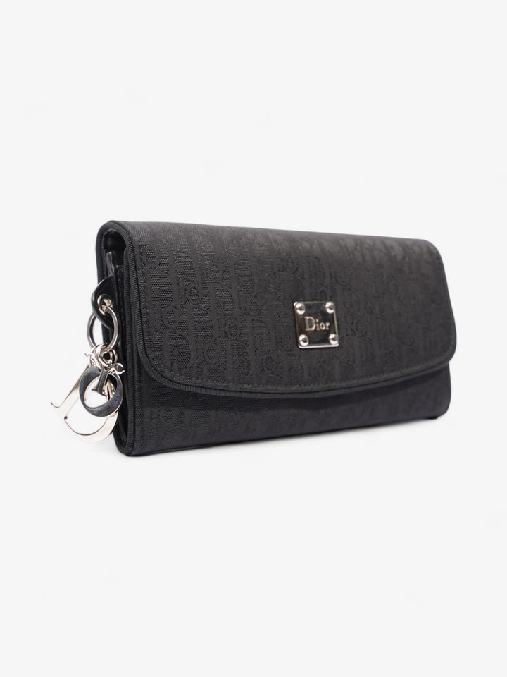 Christian Dior CD Icon Trifold Wallet Black Diorissimo Canvas