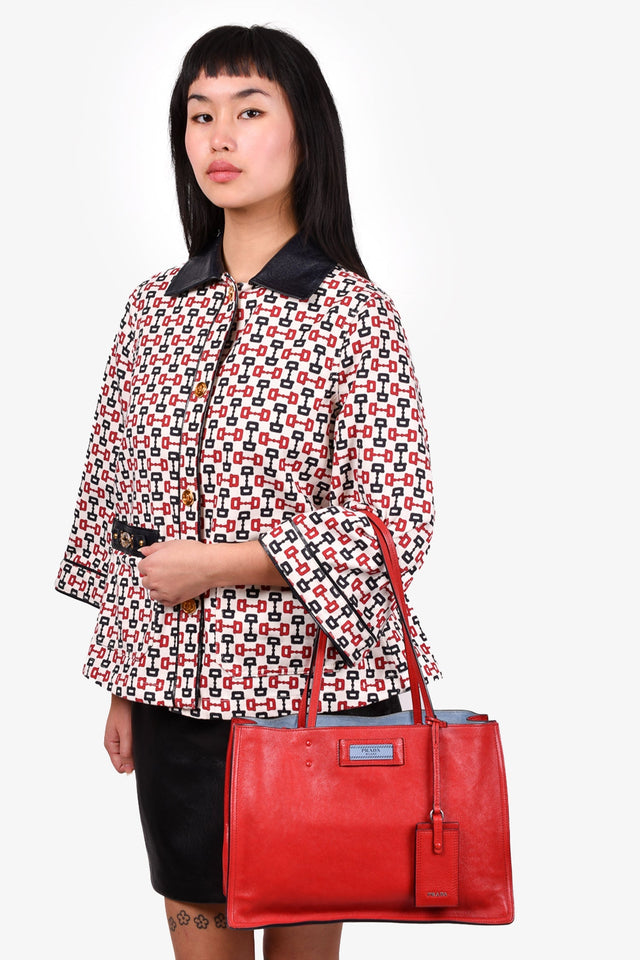 Prada Red Leather 'Etiquette' Tote Bag