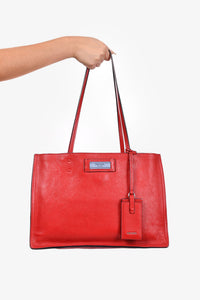 Prada Red Leather 'Etiquette' Tote Bag