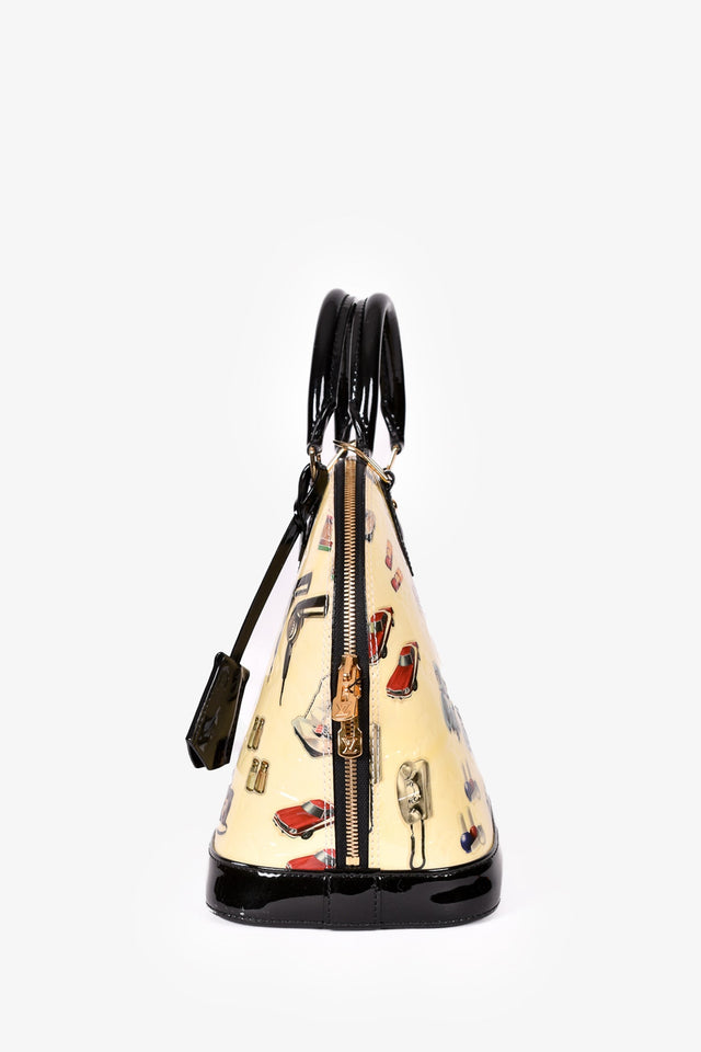 Louis Vuitton 2015 Cream Patent Leather Vernis Stickers Alma PM Bag