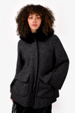 Prada Grey Wool Sweater with Fur Trim Size 36