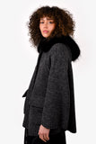 Prada Grey Wool Sweater with Fur Trim Size 36