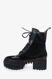 Louis Vuitton Black Monogram Leather/Suede Laureate Combat Boots Size 37.5