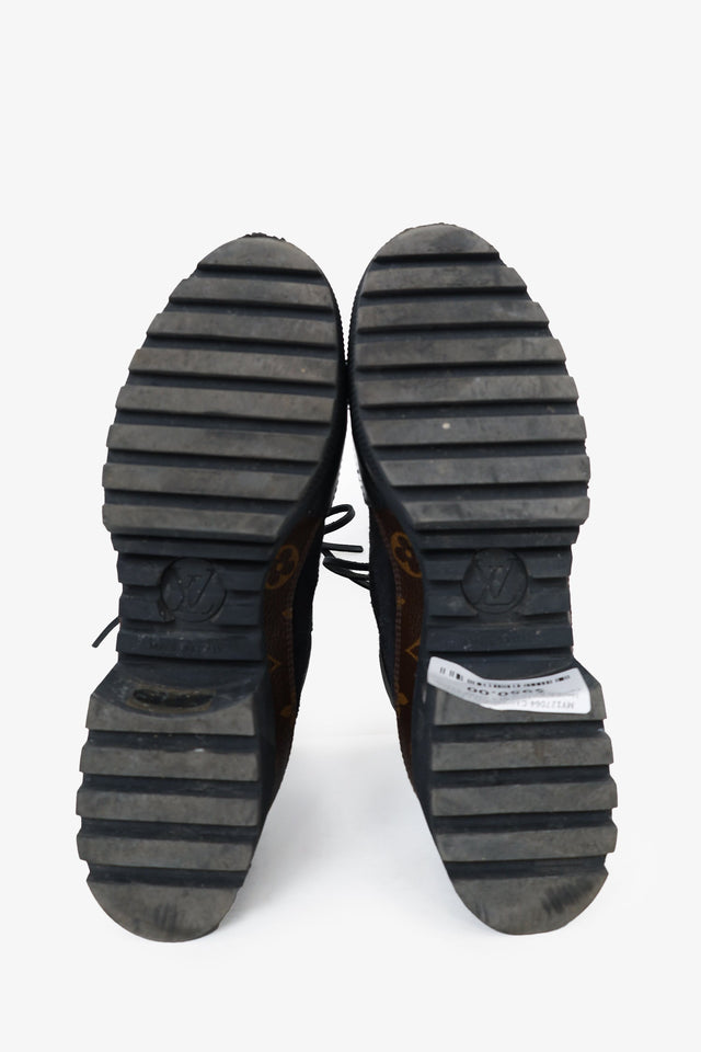 Louis Vuitton Black Monogram Leather/Suede Laureate Combat Boots Size 37.5
