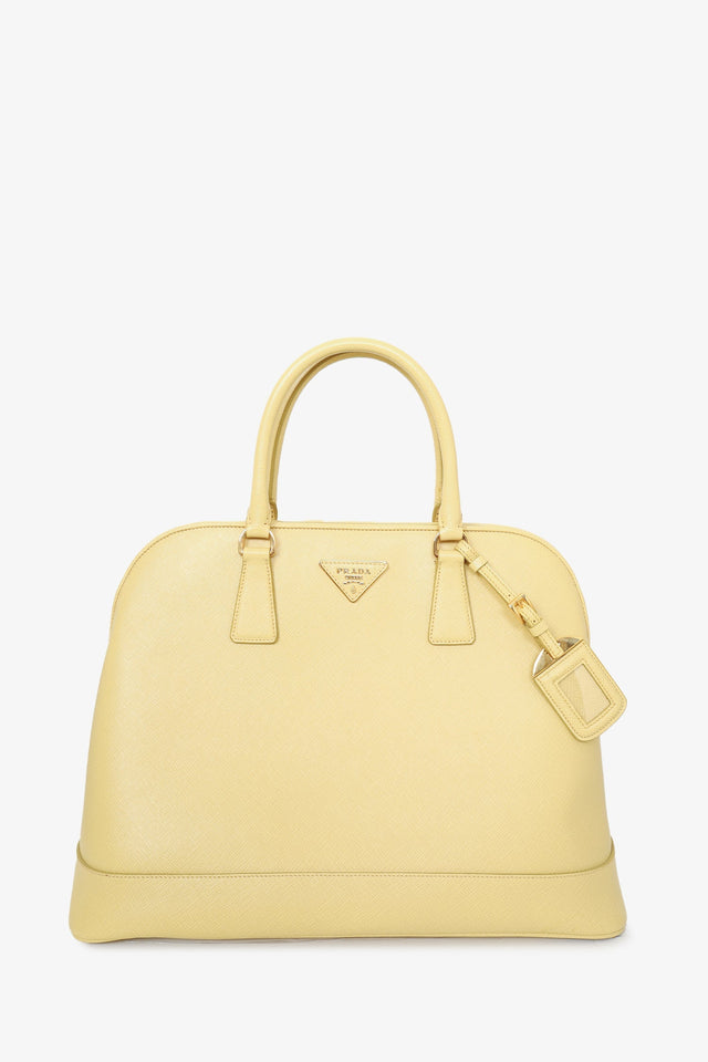 Prada Yellow Saffiano Leather Promenade Top Handle with Strap