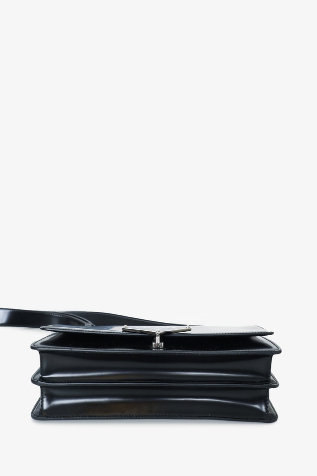 Prada Black Brushed Spazzolato Embleme Flap Bag
