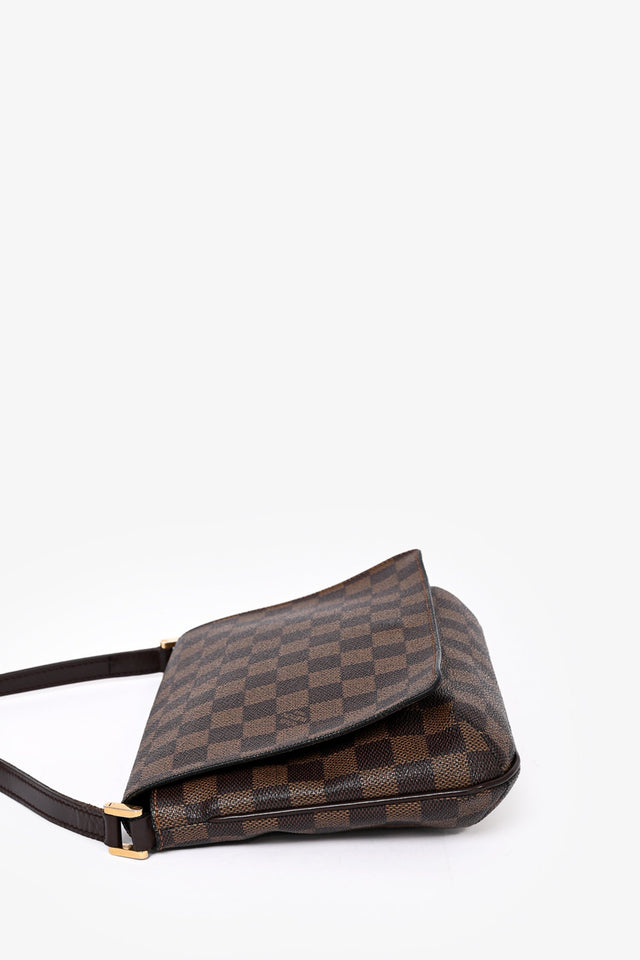 Louis Vuitton 2004 Damier Ebene Musette Tango Crossbody Bag