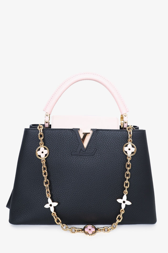 Louis Vuitton Black/Pink Leather Capucines PM Top Handle Bag