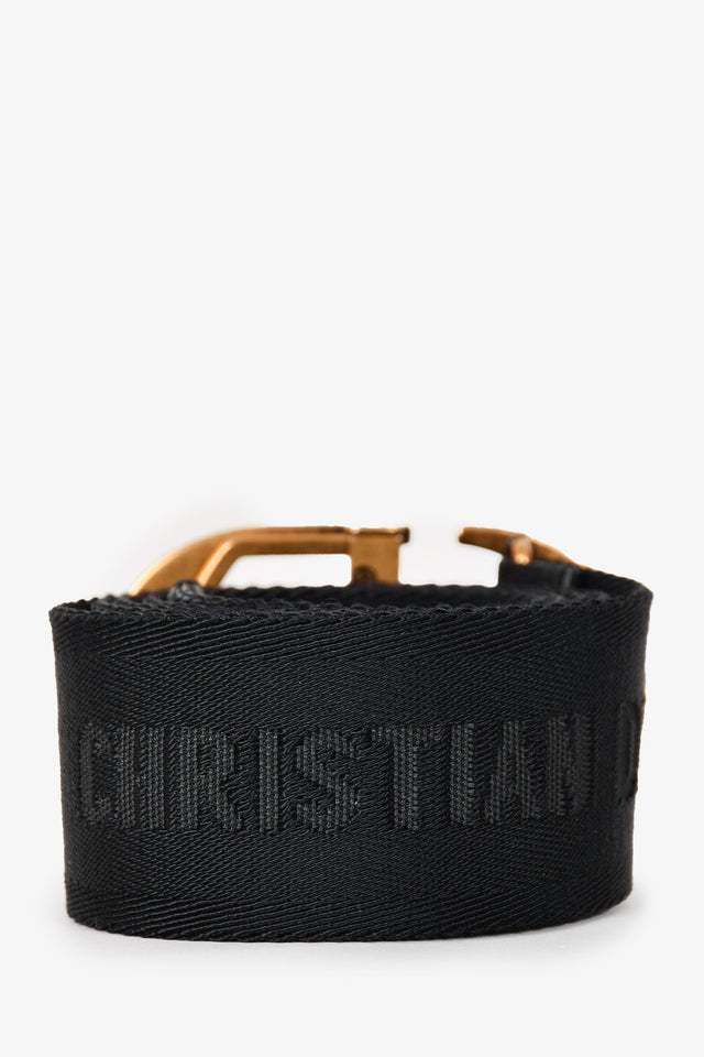 Christian Dior Black/Gold Embroidered Canvas Belt