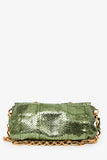 Prada Green Metallic Jeweled Python Chain Shoulder Bag
