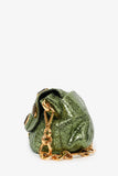 Prada Green Metallic Jeweled Python Chain Shoulder Bag