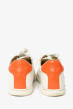 Hermes White/Orange Leather Quicker Sneakers Size 38