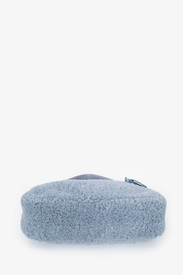 Prada Blue Shearling Mini Re-Edition 2000 Hobo Bag