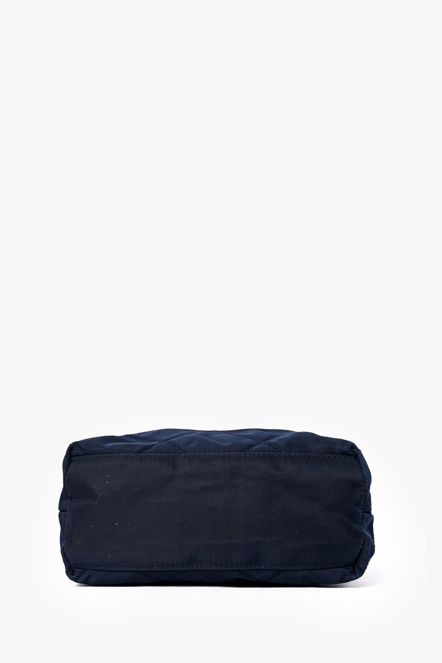 Prada Blue Nylon Logo Gold Chain Shoulder Bag