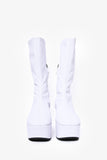 Prada White Leather Sock Heeled Boots Size 39.5