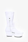Prada White Leather Sock Heeled Boots Size 39.5