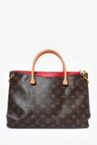Louis Vuitton 2014 Monogram/Red Leather Pallas MM Bag with Strap