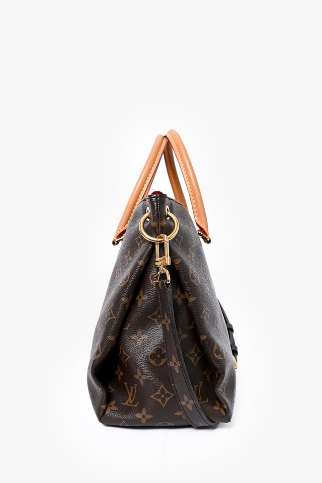Louis Vuitton 2014 Monogram/Red Leather Pallas MM Bag with Strap