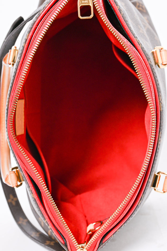 Louis Vuitton 2014 Monogram/Red Leather Pallas MM Bag with Strap