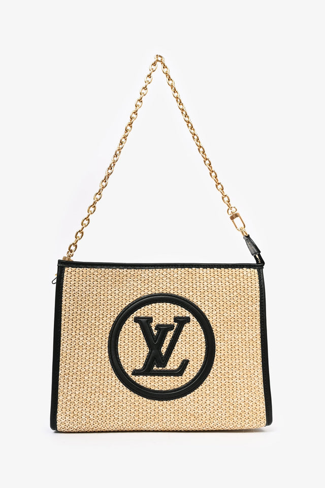 Louis Vuitton Beige/Black Raffia/Leather Toiletry Pouch on Chain