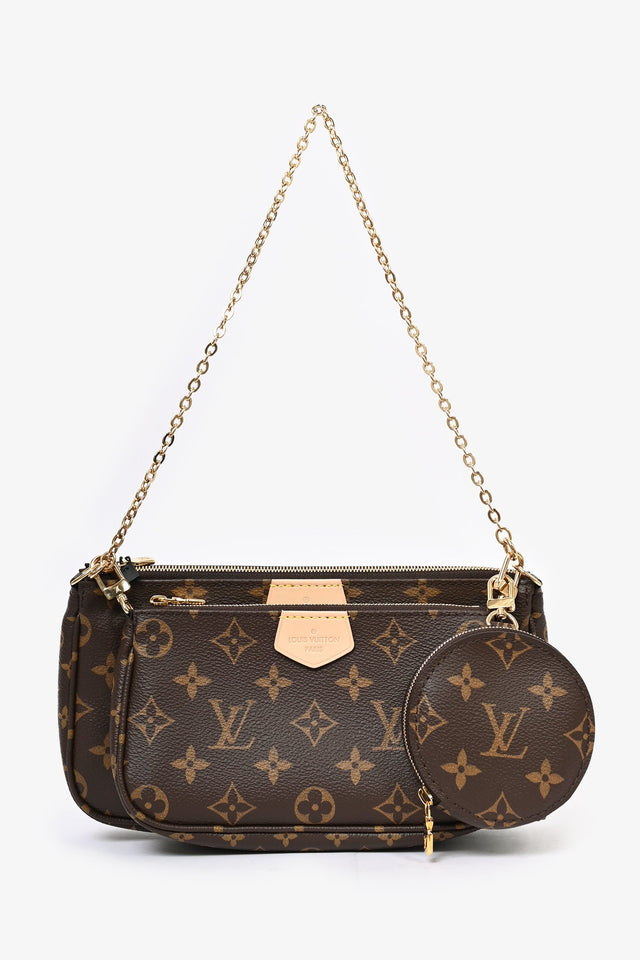 Louis Vuitton 2019 Monogram Multi Pouch Pochette with Pink Canvas Strap