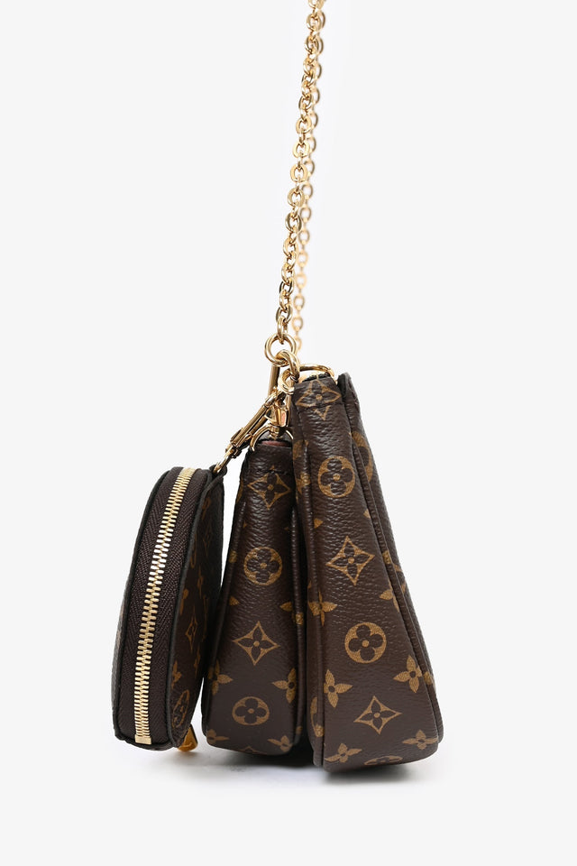 Louis Vuitton 2019 Monogram Multi Pouch Pochette with Pink Canvas Strap