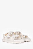 Christian Dior White Leather Gold Logo Chunky Sandals Size 38.5