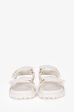 Christian Dior White Leather Gold Logo Chunky Sandals Size 38.5