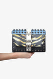 Prada Black City Calf Elektra Studded Shoulder Bag