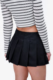 Prada 2023 Black Nylon Faux Belt Pleated Skirt Size 38