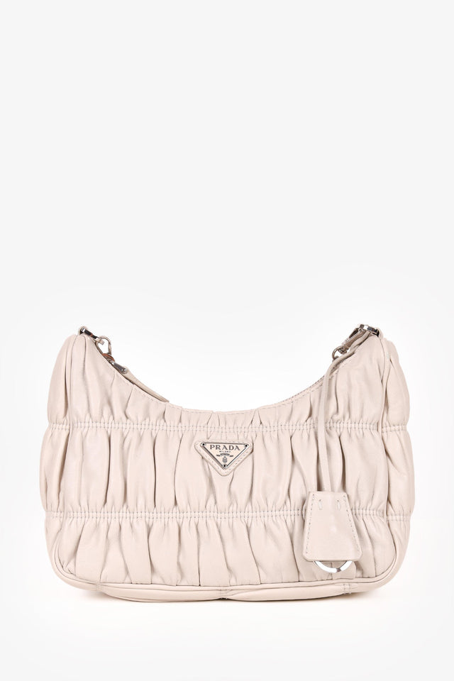 Prada Cream Nappa Gaufre Re-Edition 2005 With Nylon Strap