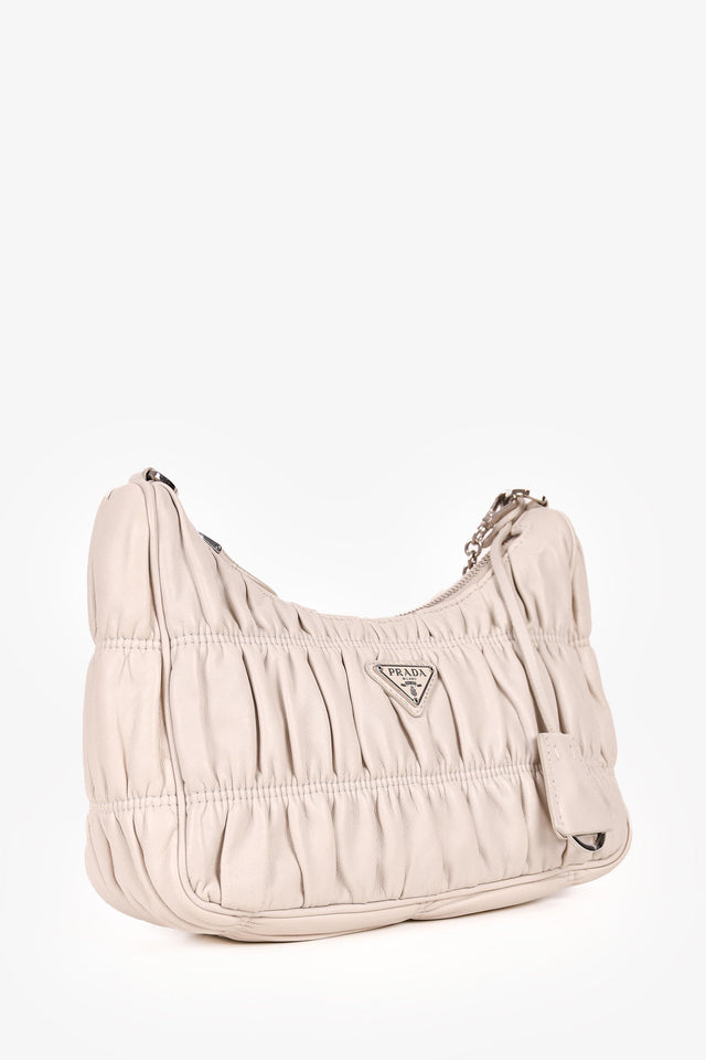 Prada Cream Nappa Gaufre Re-Edition 2005 With Nylon Strap