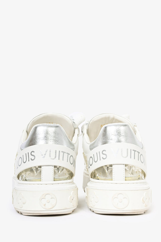 Louis Vuitton White Leather Translucent Monogram Sneakers Size 36.5