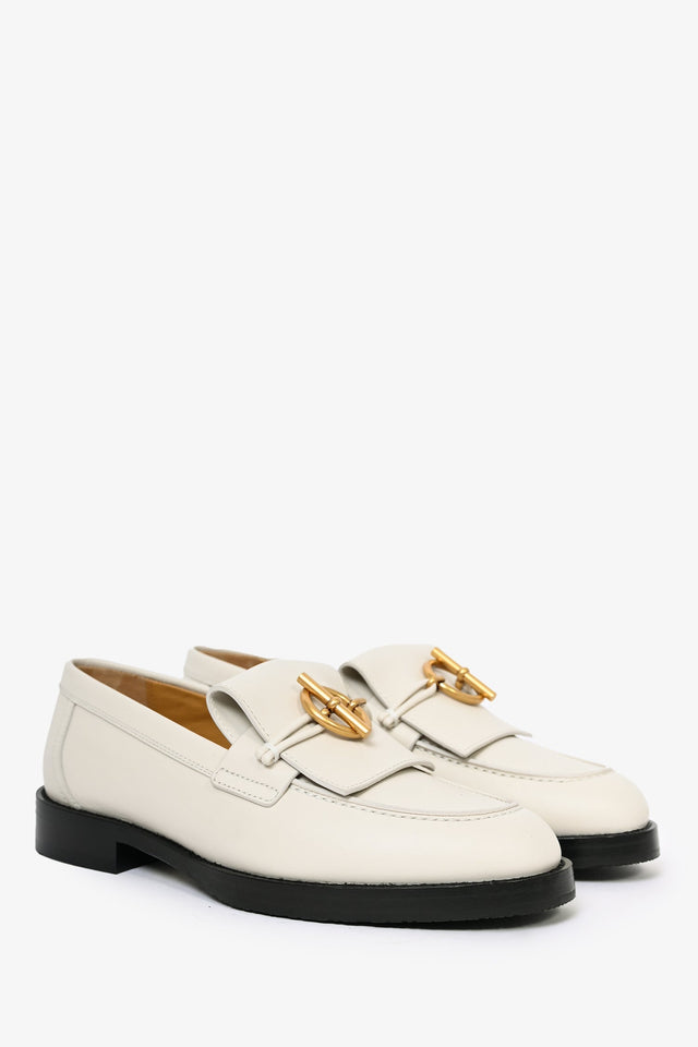 Hermes White Leather 'Impact' Loafers Size 36