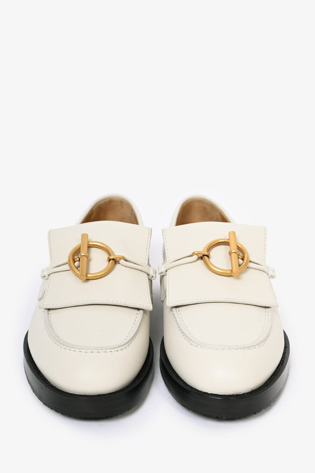 Hermes White Leather 'Impact' Loafers Size 36