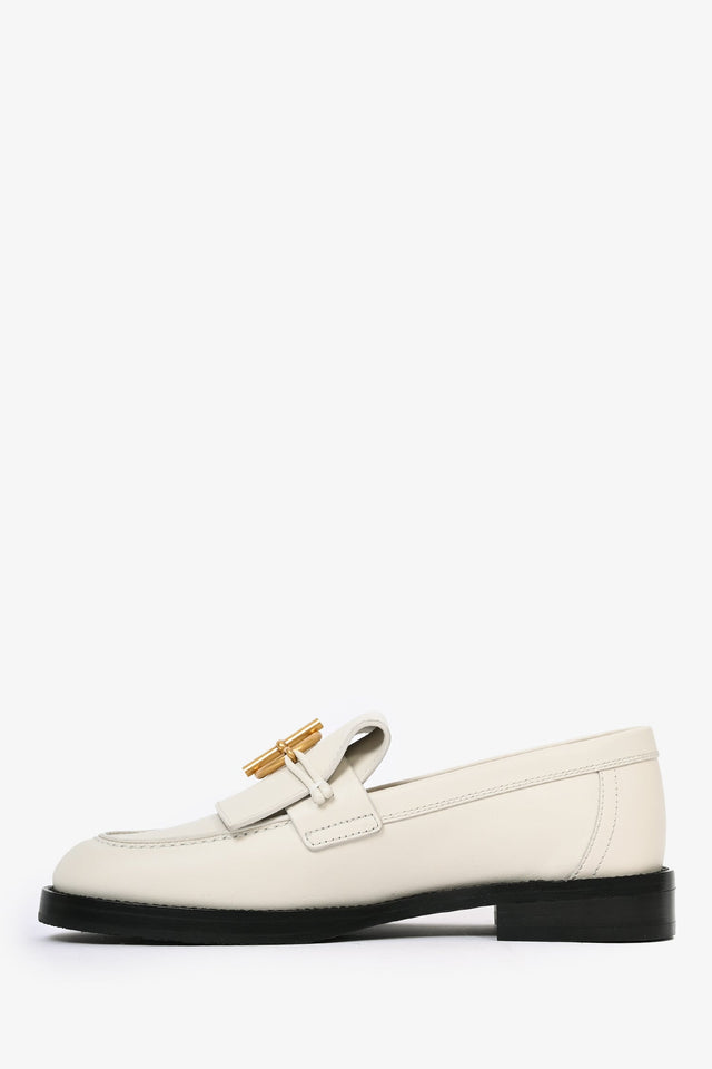Hermes White Leather 'Impact' Loafers Size 36