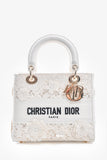 Christian Dior 2023 White Lace Floral Medium D-Lite Top Handle with Strap