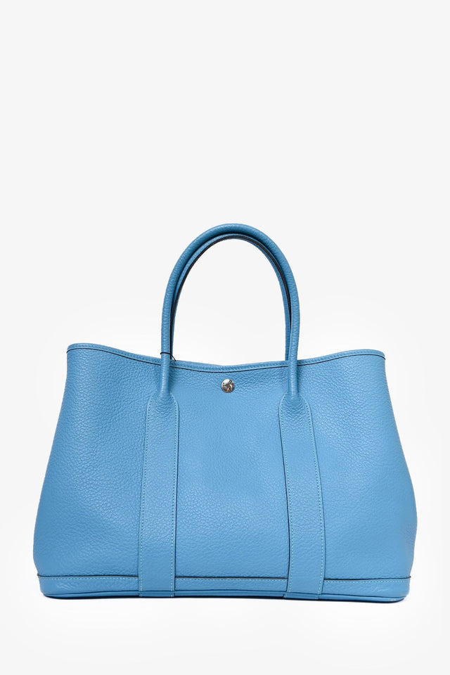 Hermes 2014 Blue Clemence Leather Garden Party Tote