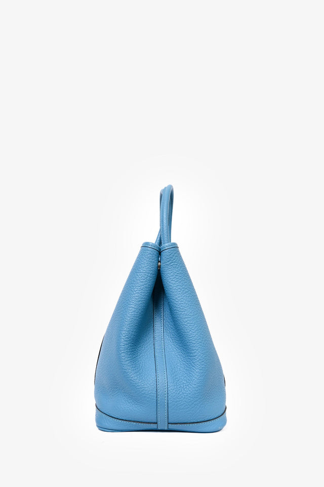 Hermes 2014 Blue Clemence Leather Garden Party Tote