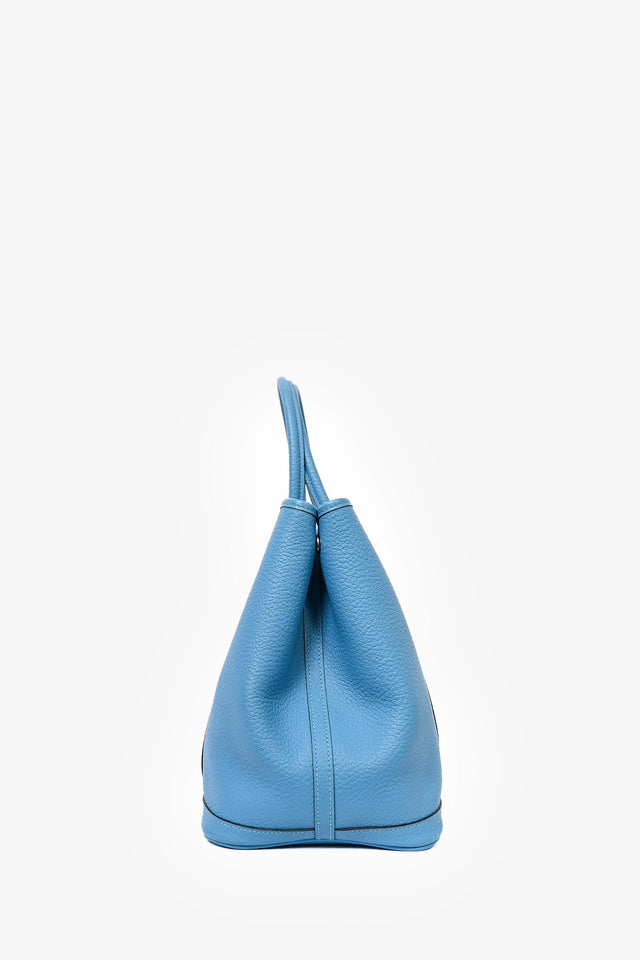 Hermes 2014 Blue Clemence Leather Garden Party Tote