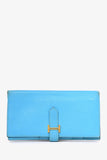 Hermes 2014 Blue Leather Bearn Wallet (As Is)
