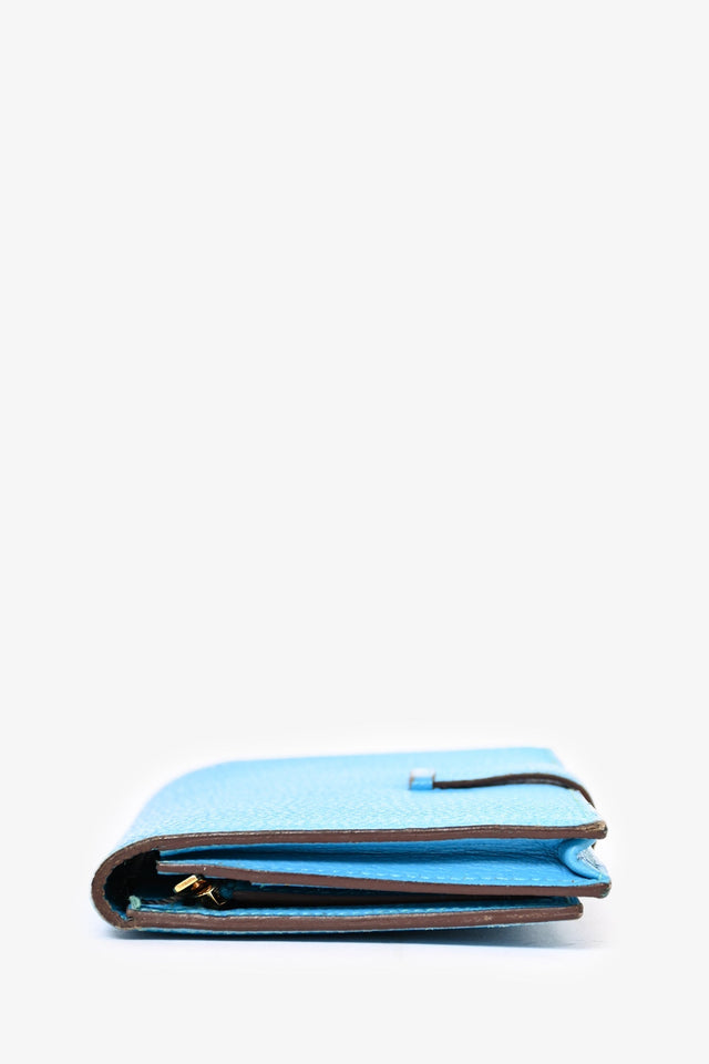 Hermes 2014 Blue Leather Bearn Wallet (As Is)