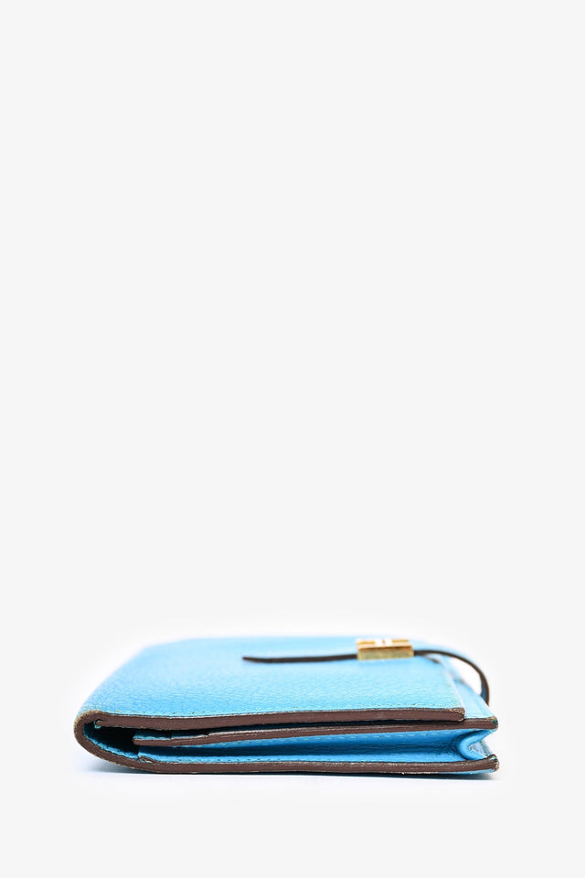 Hermes 2014 Blue Leather Bearn Wallet (As Is)