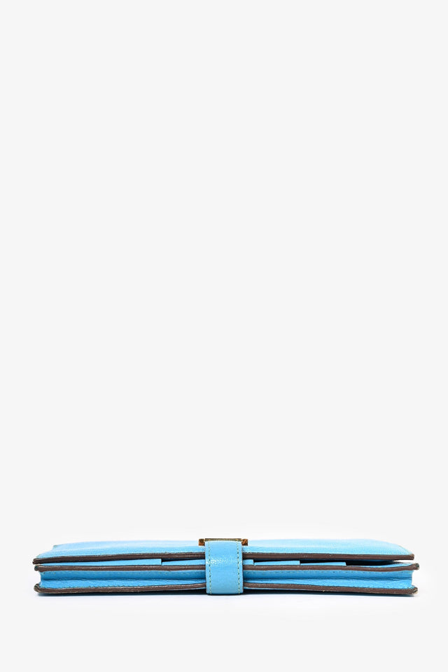 Hermes 2014 Blue Leather Bearn Wallet (As Is)